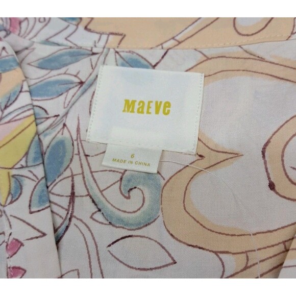 Anthropologie Maeve Laiken Top Women's 6 Popover Pastel Colorful Floral Flowy - Picture 3 of 10